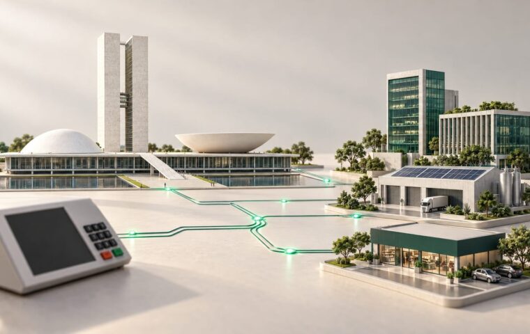 Ilustração conceitual relaciona o cenário eleitoral à infraestrutura de financiamento da economia real.