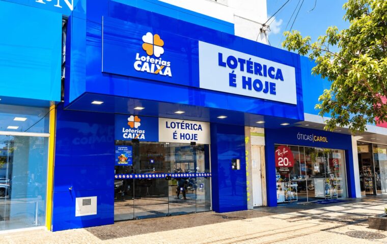 Fachada da Lotérica É Hoje, que se destaca pela organização de bolões de altas dezenas, incluindo apostas máximas da Mega-Sena.